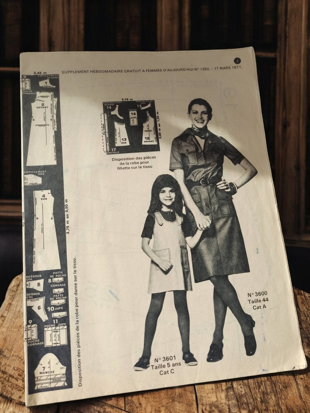 Patron couture vintage 1971 robe femme 44 et fillette 5 ans, Femmes d?Aujourd?hu