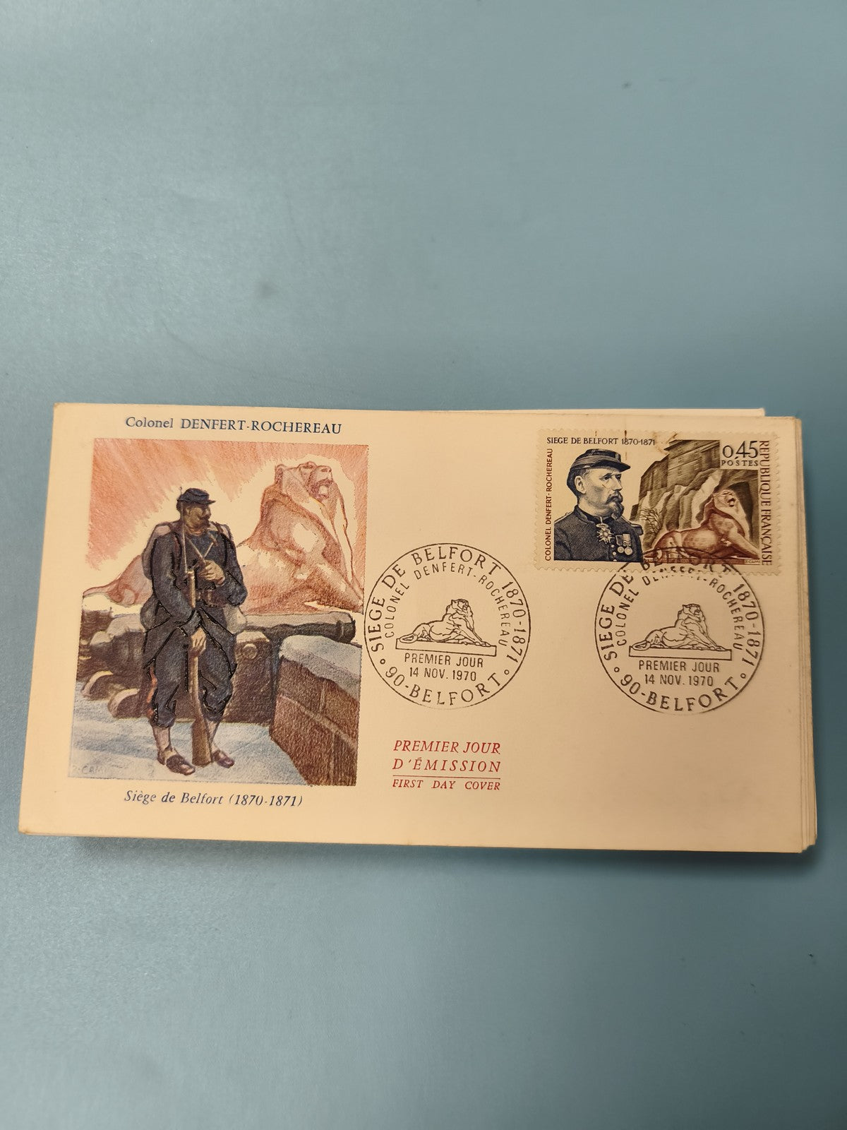 Ancienne enveloppe premier jour Siège de Belfort 1870-1871 Denfert-Rochereau