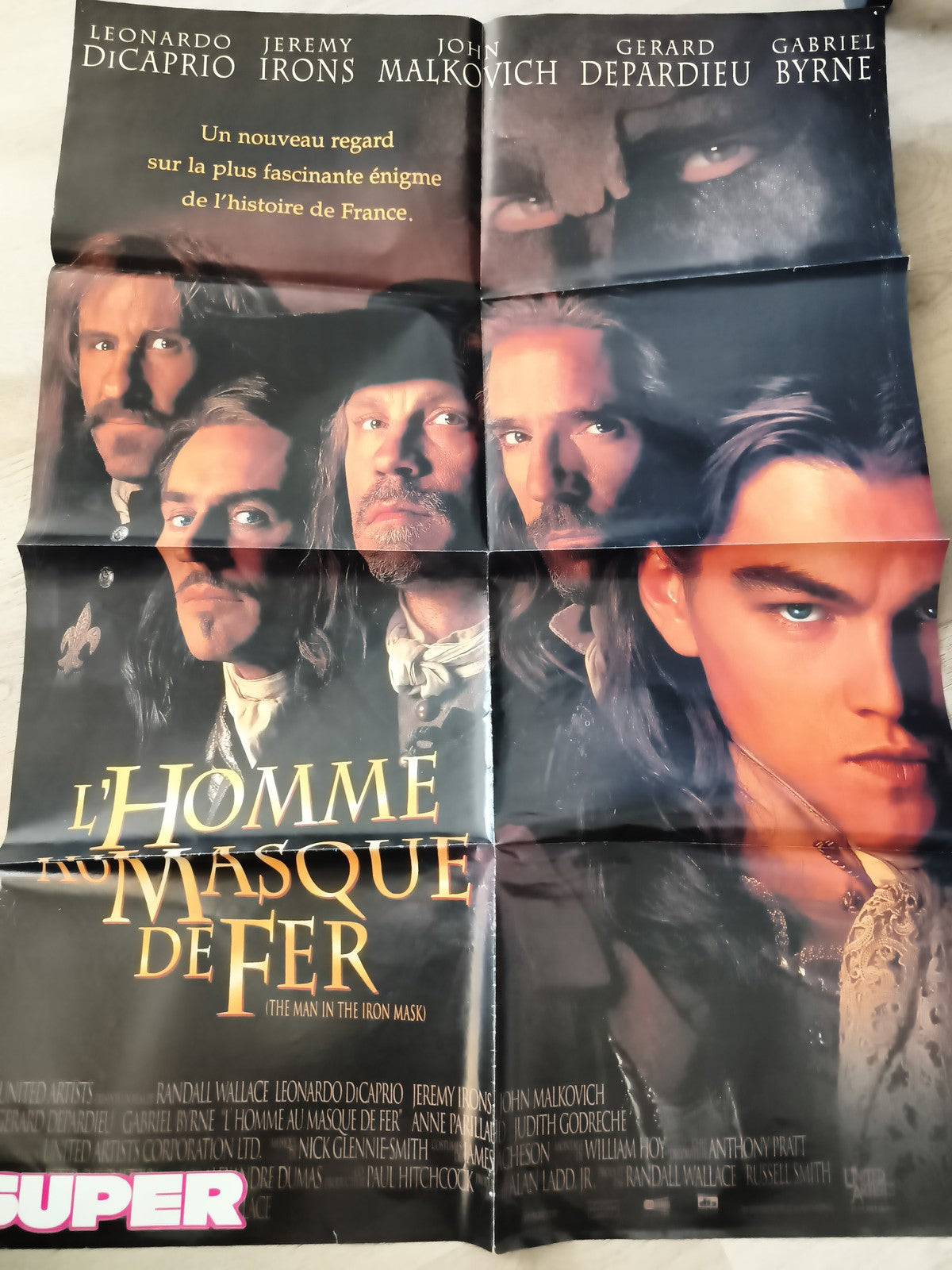 Poster cinéma L'Homme au Masque de Fer film Leonardo DiCaprio plié affiche Franc