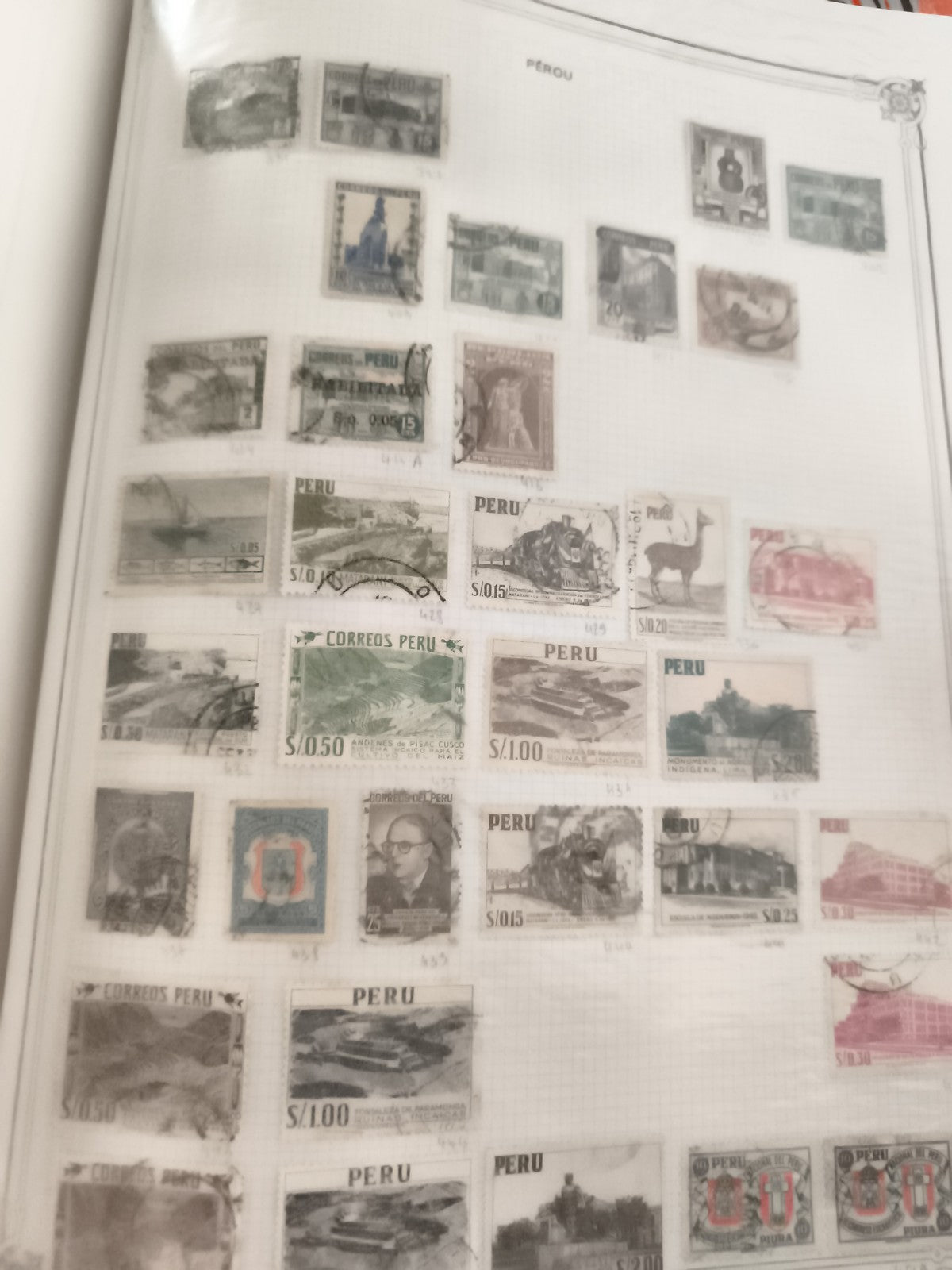Lot anciens timbres Pérou oblitérés philatélie vintage Amérique du Sud
