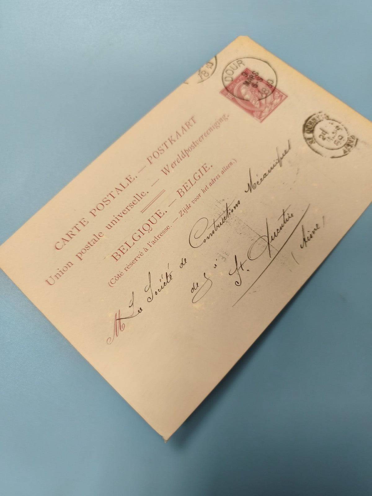 Ancienne carte postale France XIXe philatélie timbre oblitéré Belgique