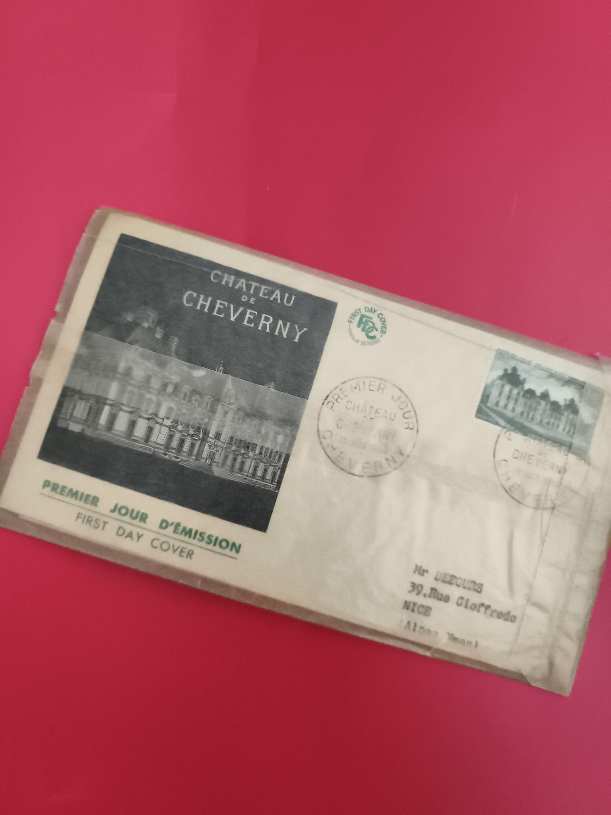 Lettre Premier Jour Château de Cheverny FDC Philatélie oblitérée France