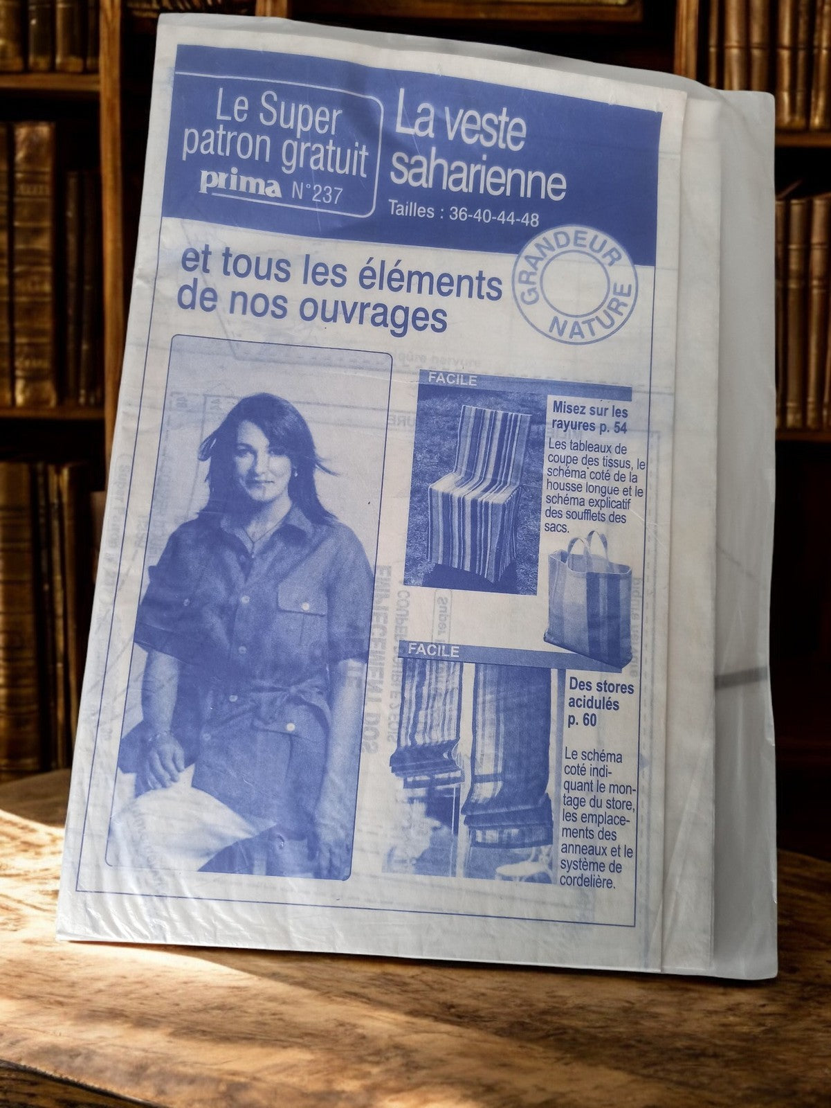 Patron couture vintage Prima veste saharienne N237, ancien, années 80 rétro