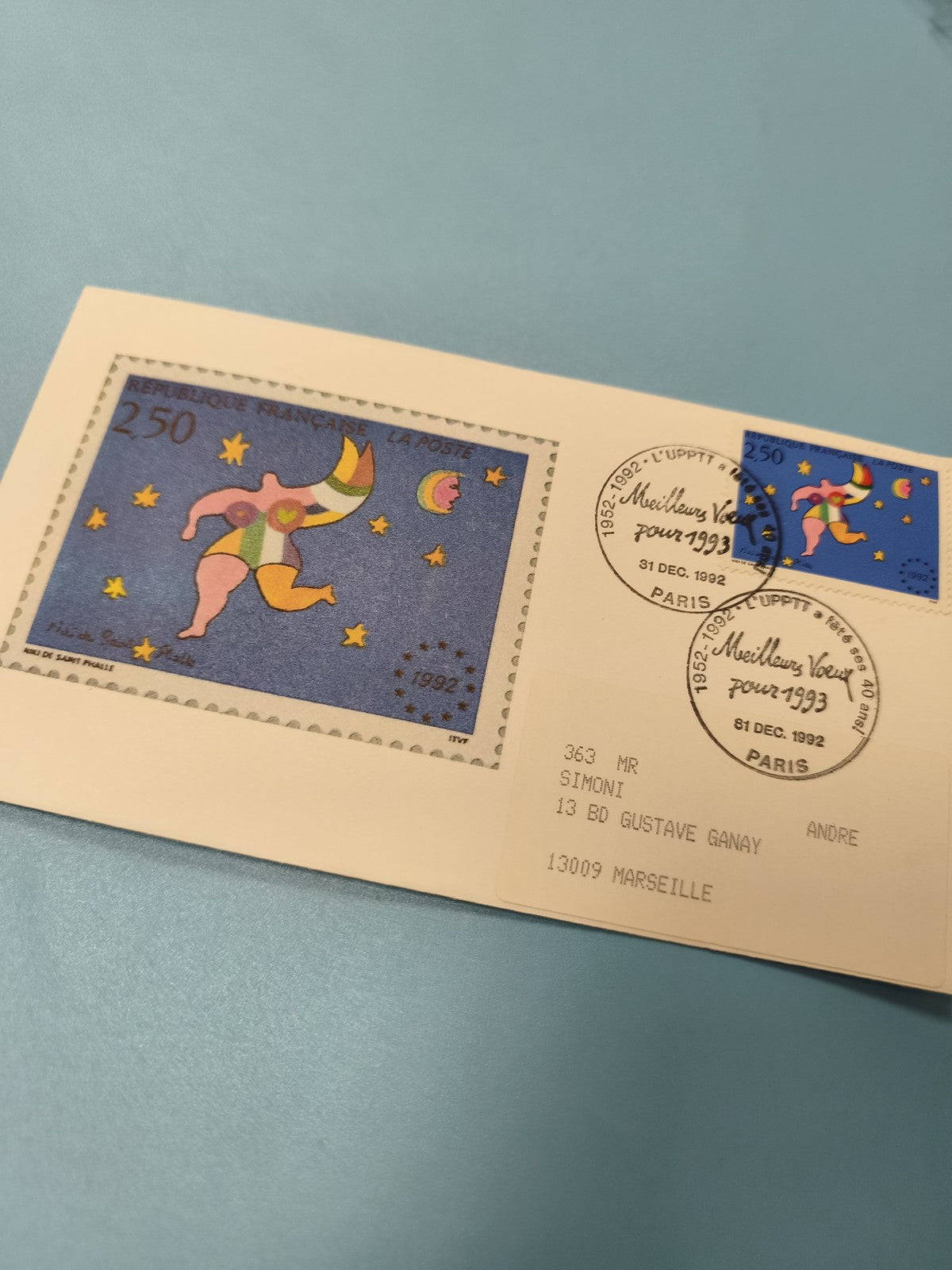 Enveloppe FDC premier jour Paris 1992 timbre 2,50F motif étoilé
