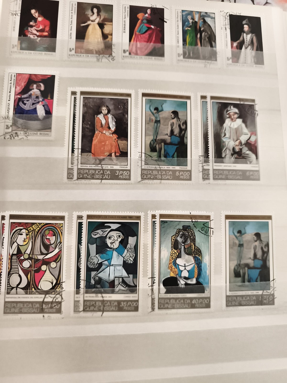 Timbres anciens Guinée-Bissau œuvres d’art Picasso oblitérés philatélie