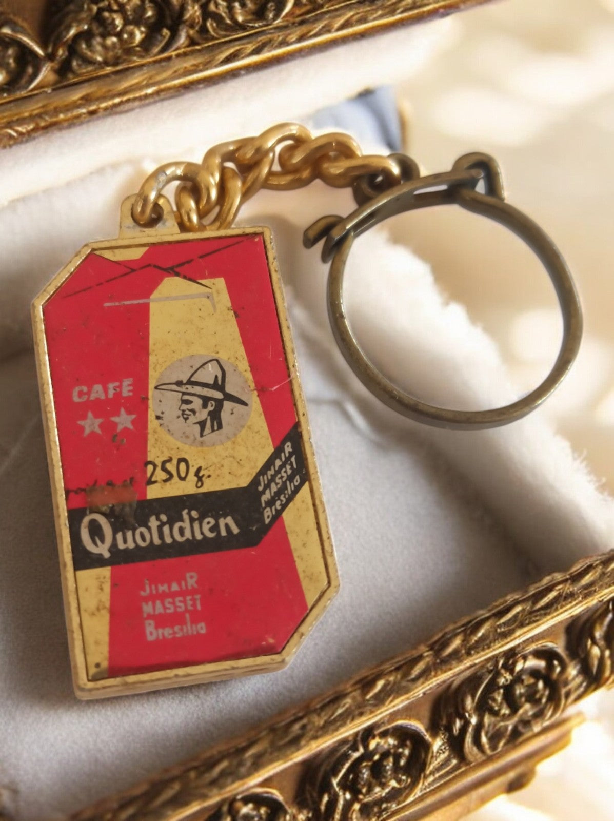 Porte-clés publicitaire vintage Café Quotidien France années 50-60 rétro