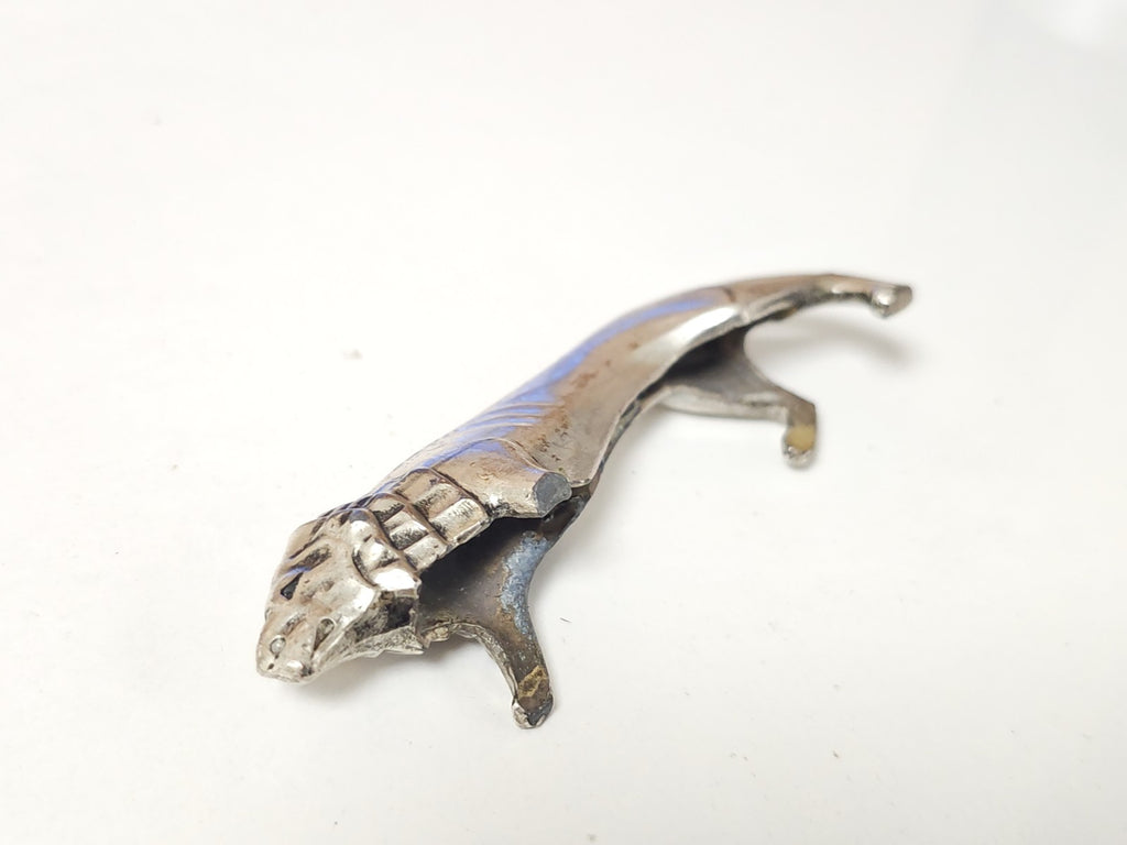 Vintage figurine ancienne lion en métal, petite sculpture déco collection rétro