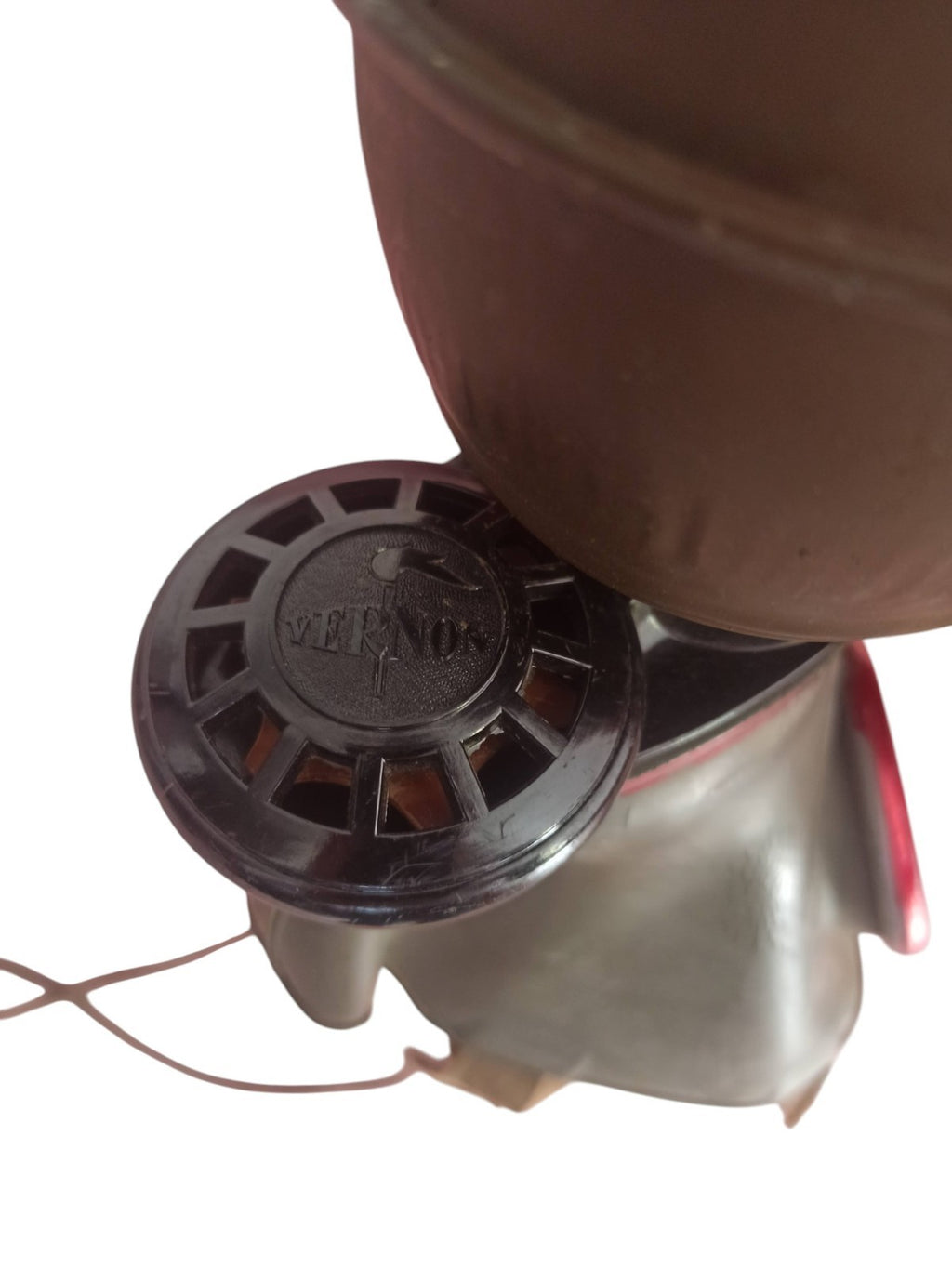 Masque à gaz ancien WW2 avec filtre et boîte métal militaria vintage Seconde Gue