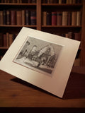 Gravure ancienne église Saint-Gervais, illustration rétro vintage encadrée