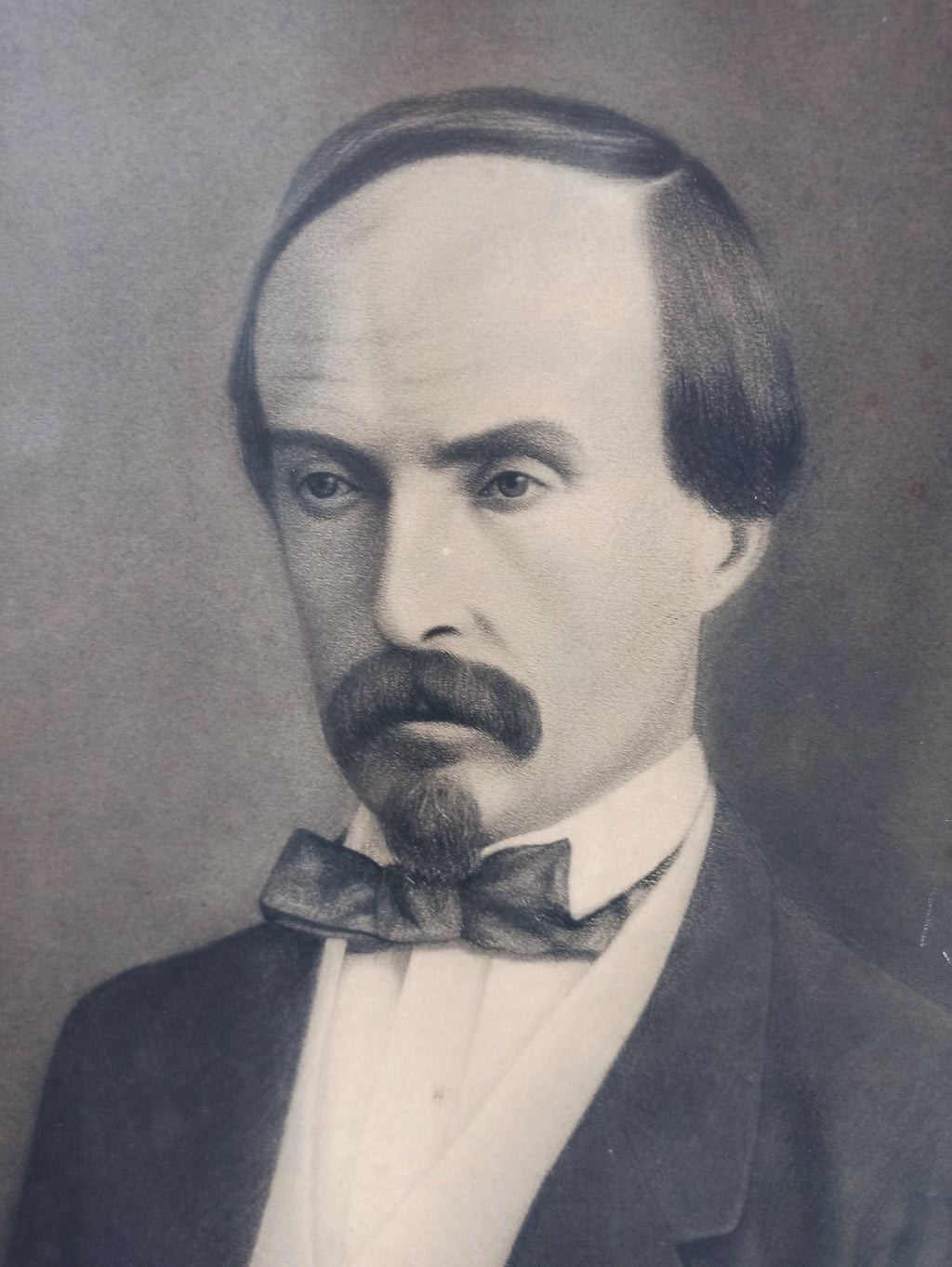 Portrait ancien fusain signé A. Castagné 1889 encadré, dessin XIXe, tableau vint