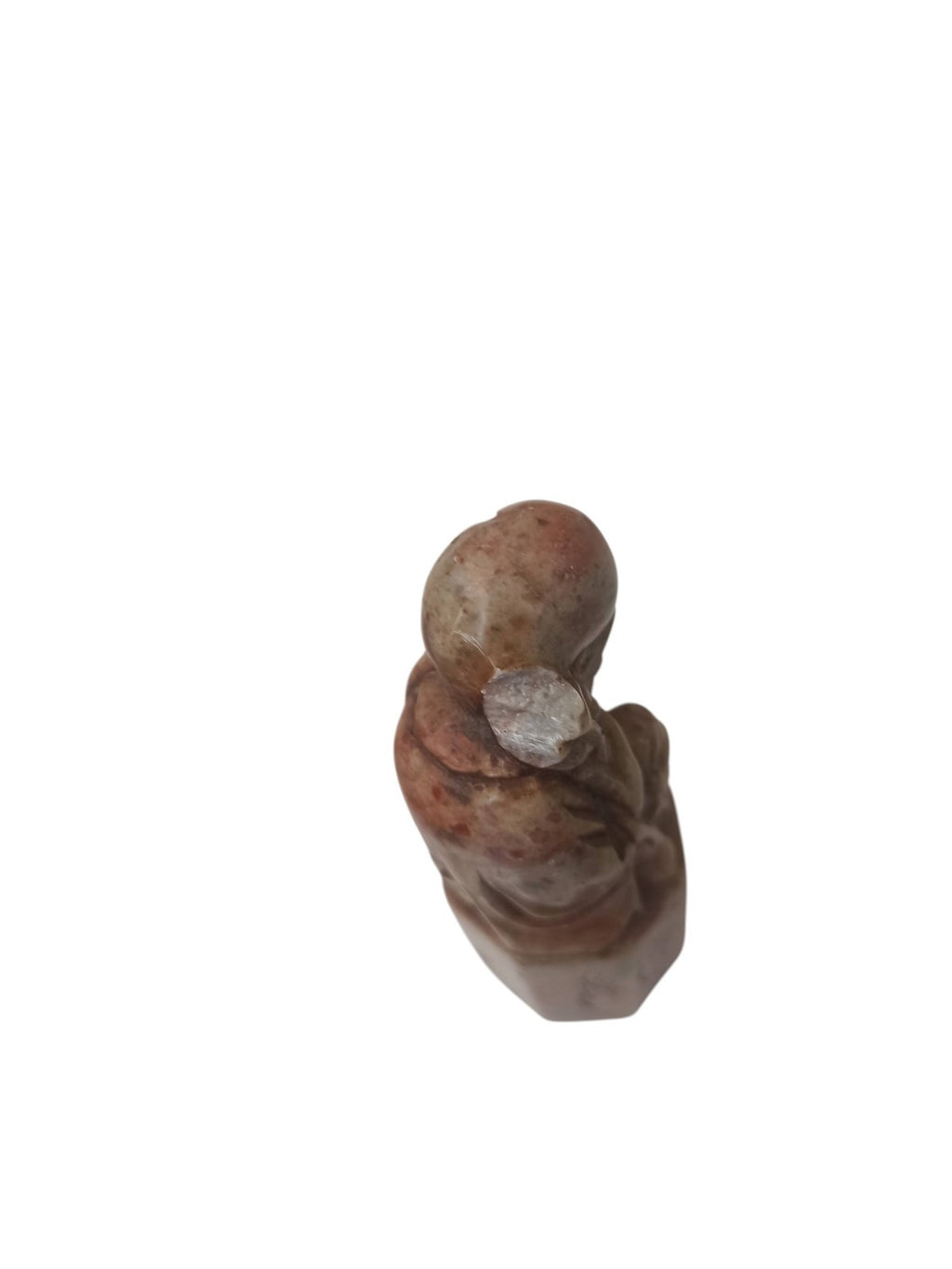Statuette asiatique ancienne en pierre, sage lettré, cachet, vintage déco