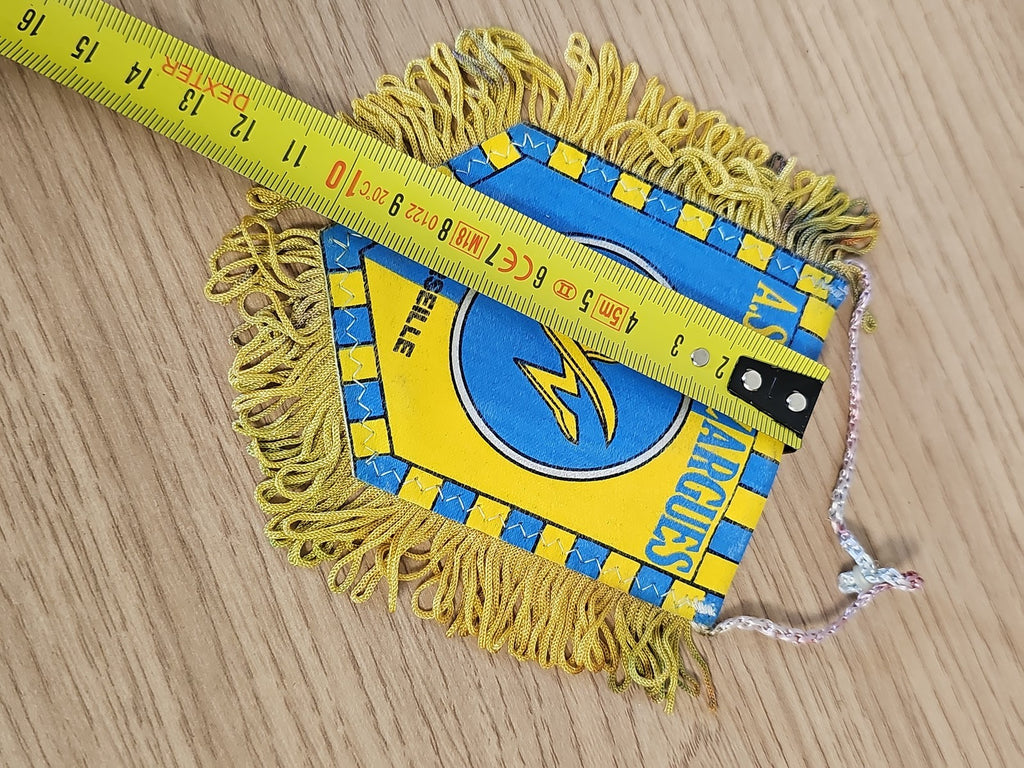 Fanion vintage ASM football rétro bleu jaune, ancien club, objet déco rare