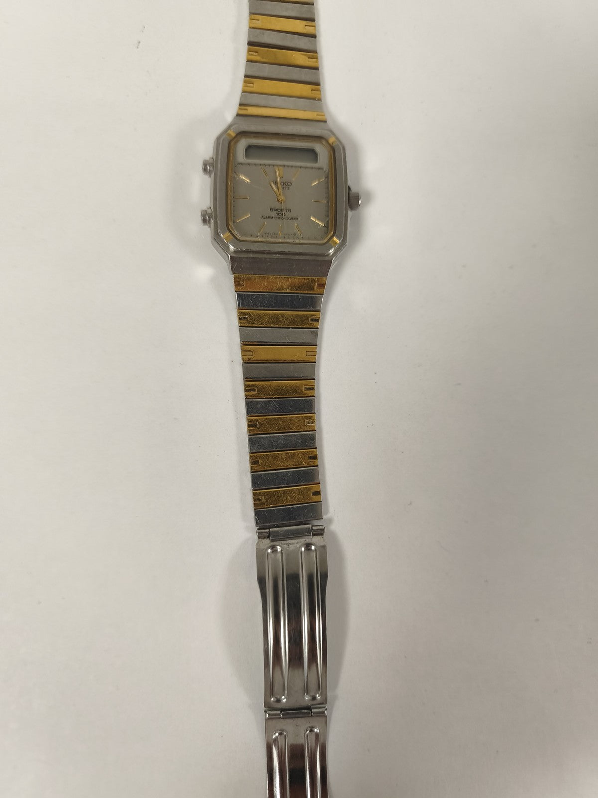 Seiko Ana-Digi Sports 100 montre vintage acier bicolore quartz alarme