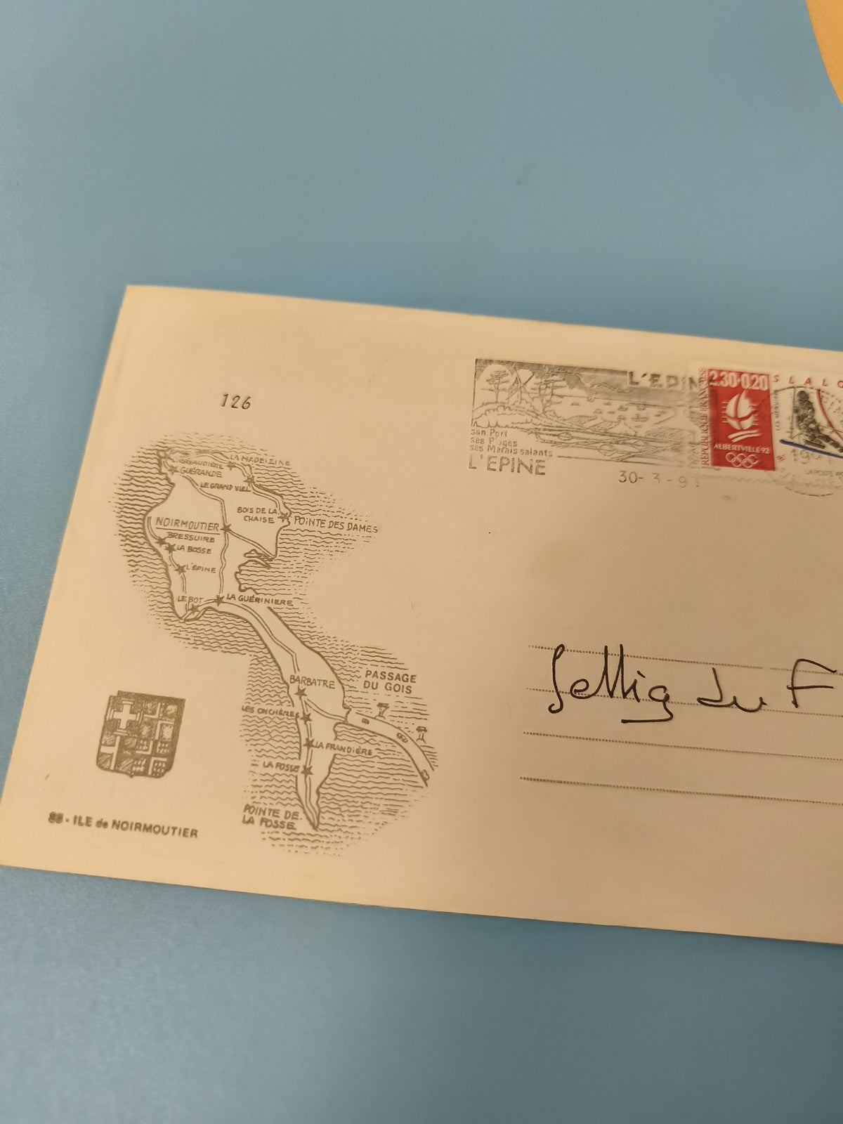 Ancienne enveloppe philatélie Île de Noirmoutier carte postale illustrée