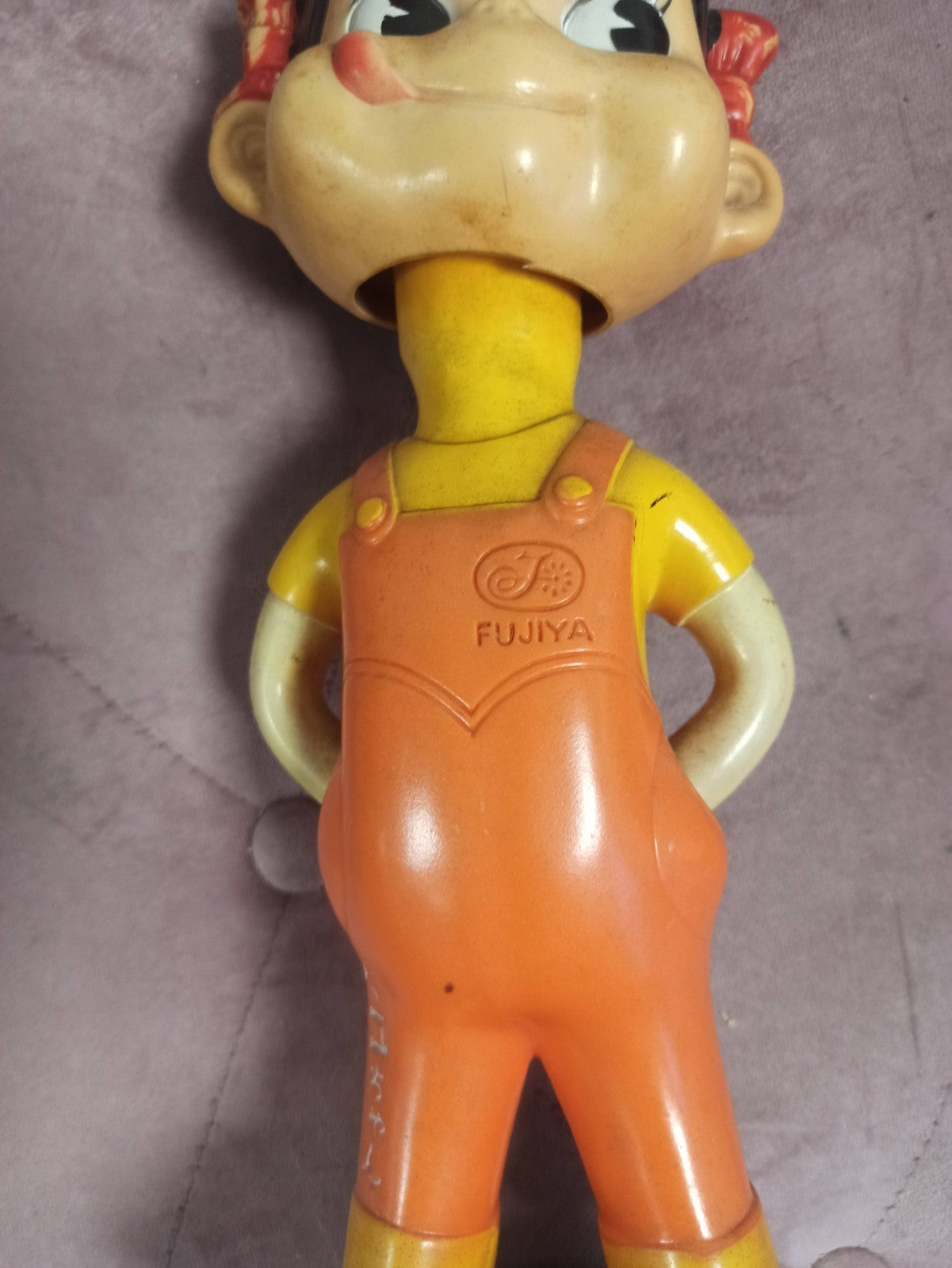 Figurine bobblehead Peko-Chan FUJIYA rétro Japon poupée décorative orange