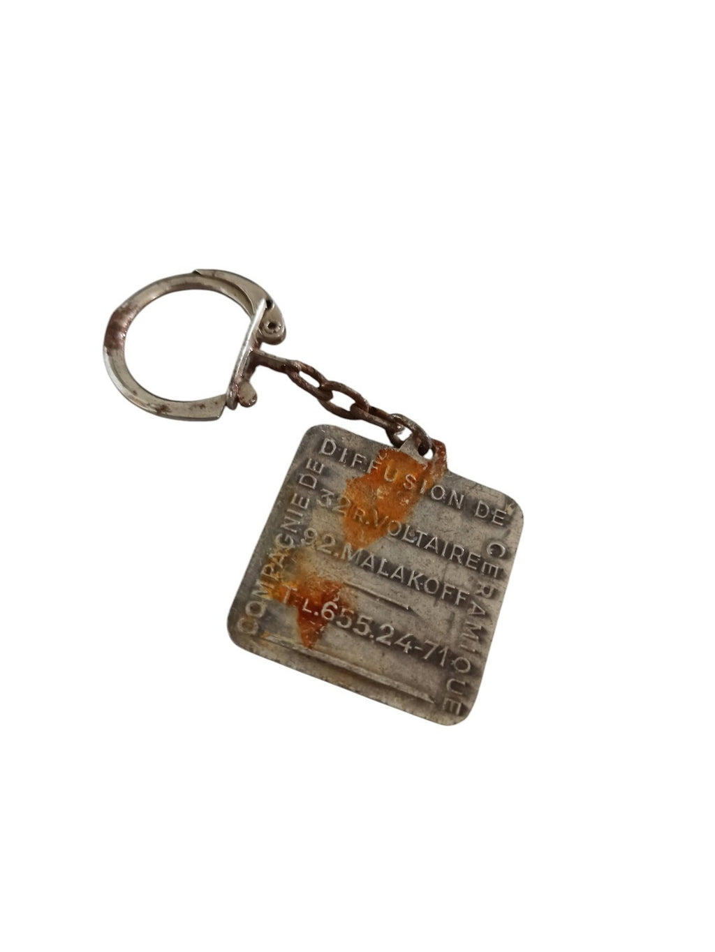 Porte-clés Compagnie Diffusion vintage carré logo flamme rouge métal
