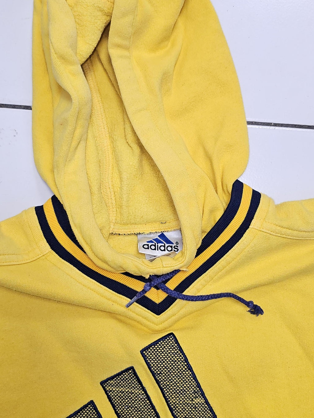 Sweat à capuche Adidas jaune 90s, taille XL 16 ans, hoodie logo sport unisexe