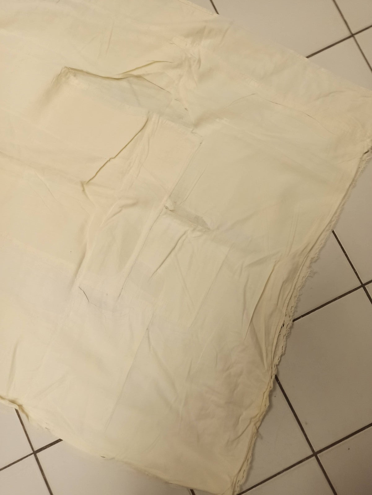 Drap de lit ancien brodé fin XIXe vintage rétro collection linge maison rare