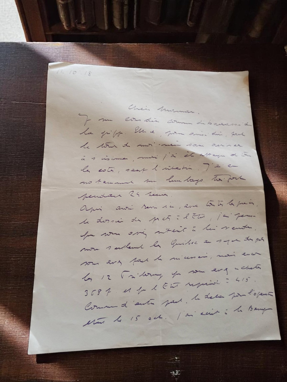 Lettre manuscrite mère d'Yvette 1918 - Correspondance intime de guerre