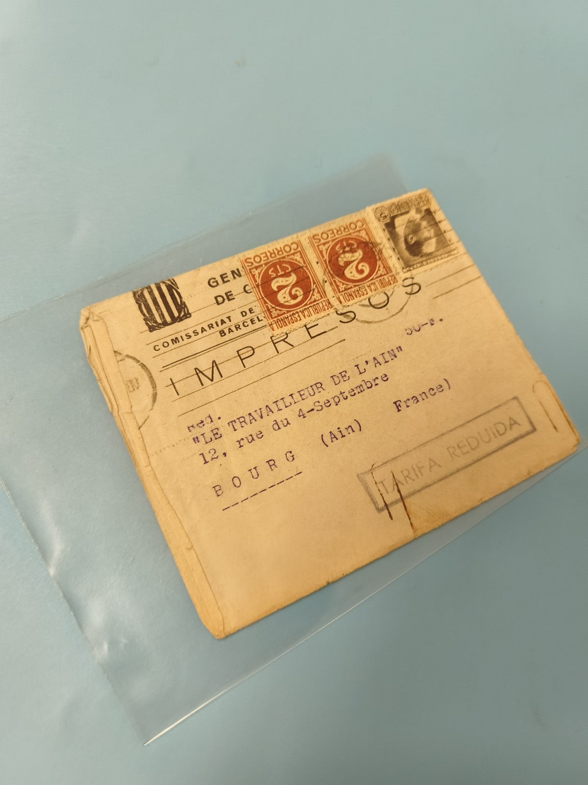 Ancienne enveloppe timbrée Espagne oblitérée philatélie collection vintage