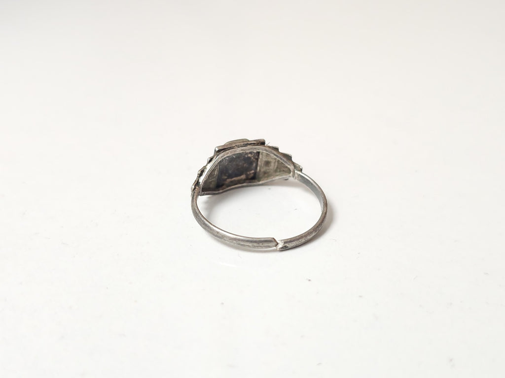 Bague religieuse vintage en argent ancien, bijou rétro pour collectionneur