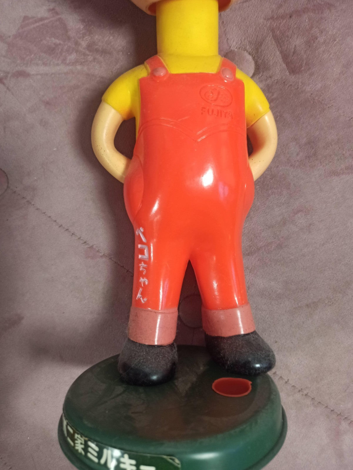 Figurine bobblehead Peko Chan FUJIYA rouge jaune, poupée rétro Japon Showa