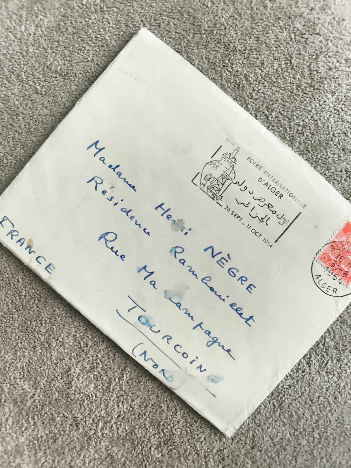 Lettre oblitérée Foire Internationale Alger 1964 timbre Algérie philatélie