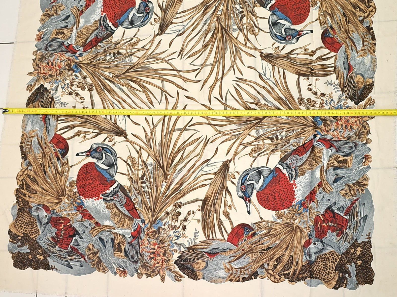 Vintage foulard ancien Ancienne, toile de lit rétro, accessoire déco collection