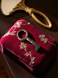Clé ancienne vintage pour meuble ou porte, finition argentée, déco manoir rétro