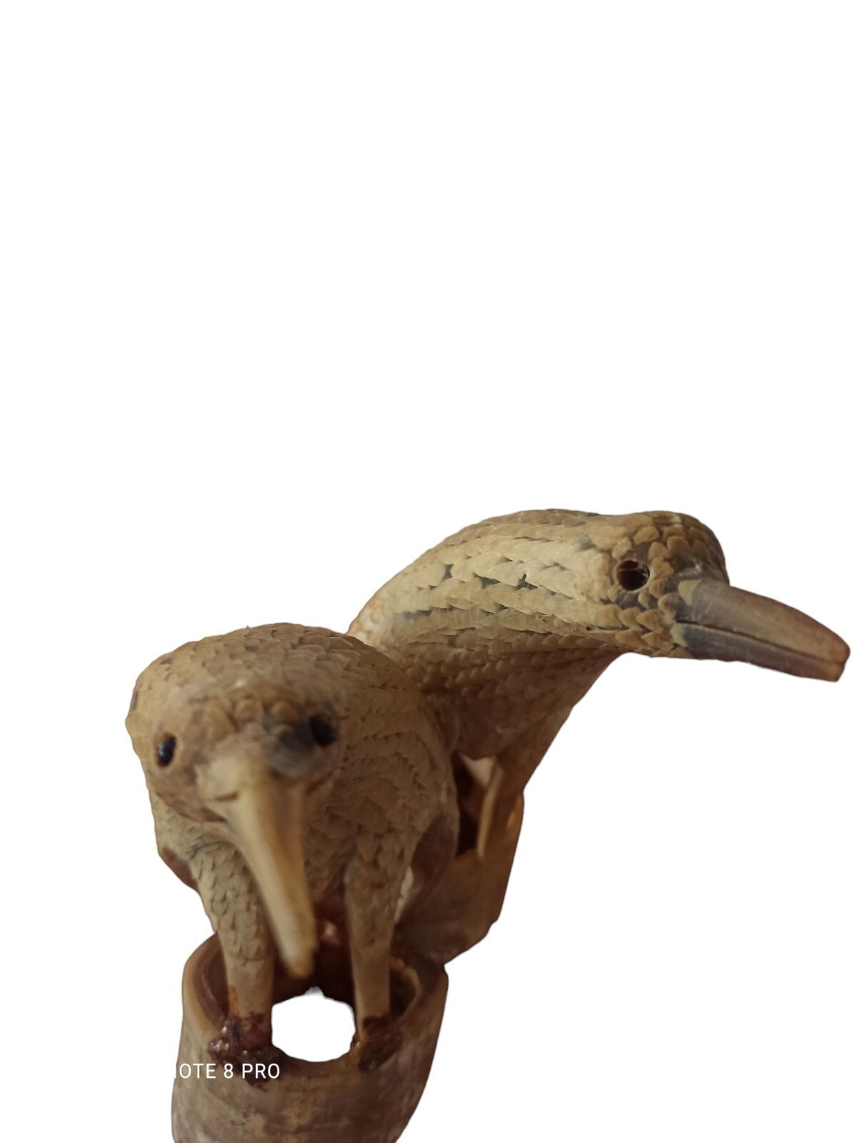 Sculpture ancienne oiseaux en os et corne, décor animalier, taxidermie déco