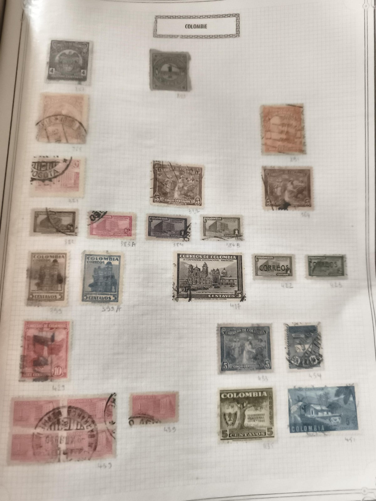 Timbres anciens Colombie oblitérés lot x20 philatélie vintage Amérique Sud