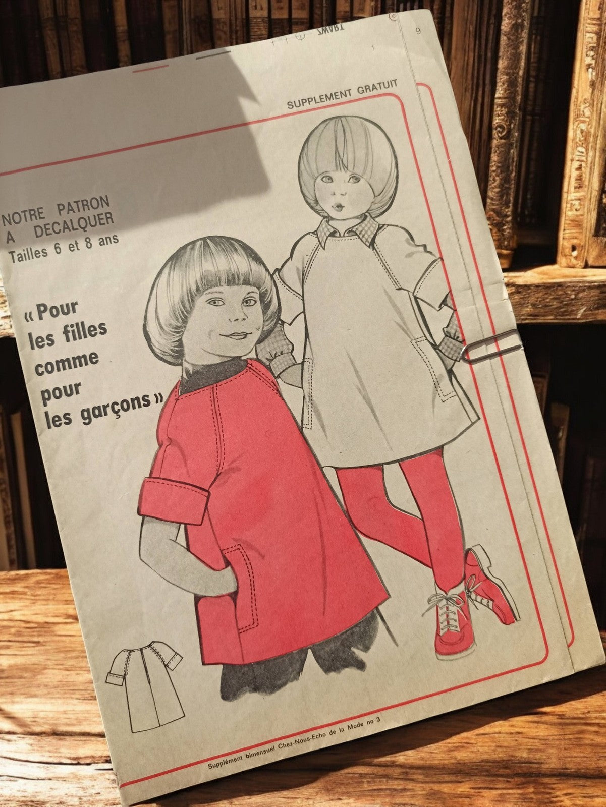 Patron couture vintage enfant mixte, ancien, rétro, tailles 6-8 ans, Echo Mode
