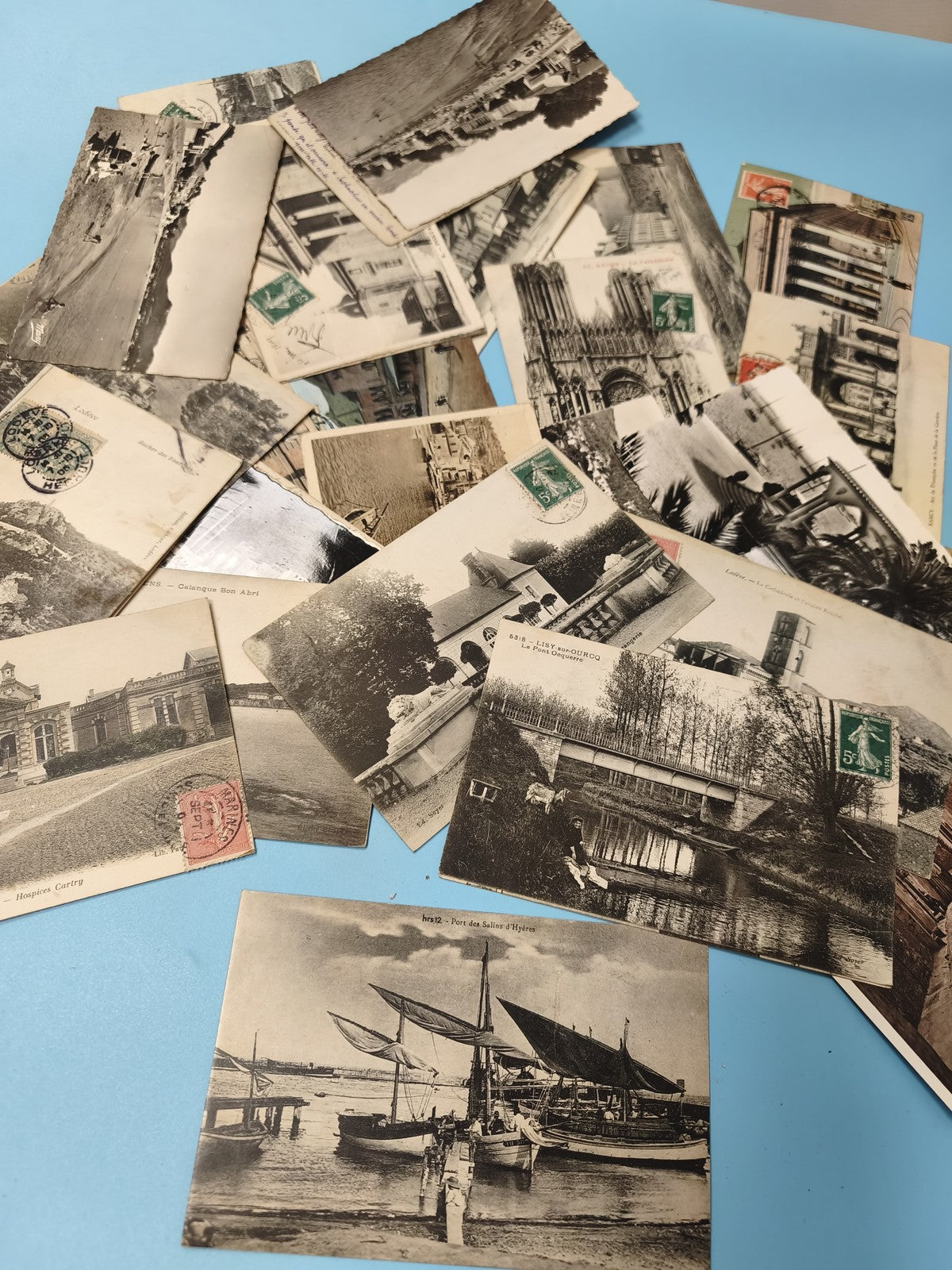 Lot cartes postales anciennes CPA divers lieux France vintage, noir et blanc