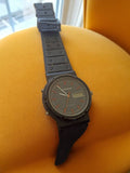 Montre homme vintage Flaminaire quartz noire rétro, cadran analogique ancien