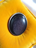 Bague vintage cabochon noir pailleté, fantaisie taille 56, rétro élégant