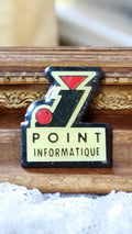 Pin's vintage Point Informatique années 80, badge rétro informatique rare