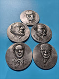 Lot anciennes médailles politiques Israël, portraits relief, collection vintage