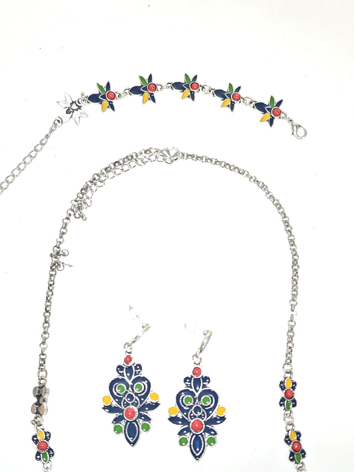 Parure ancienne fantaisie style berbère vintage, bijoux ethniques d'occasion