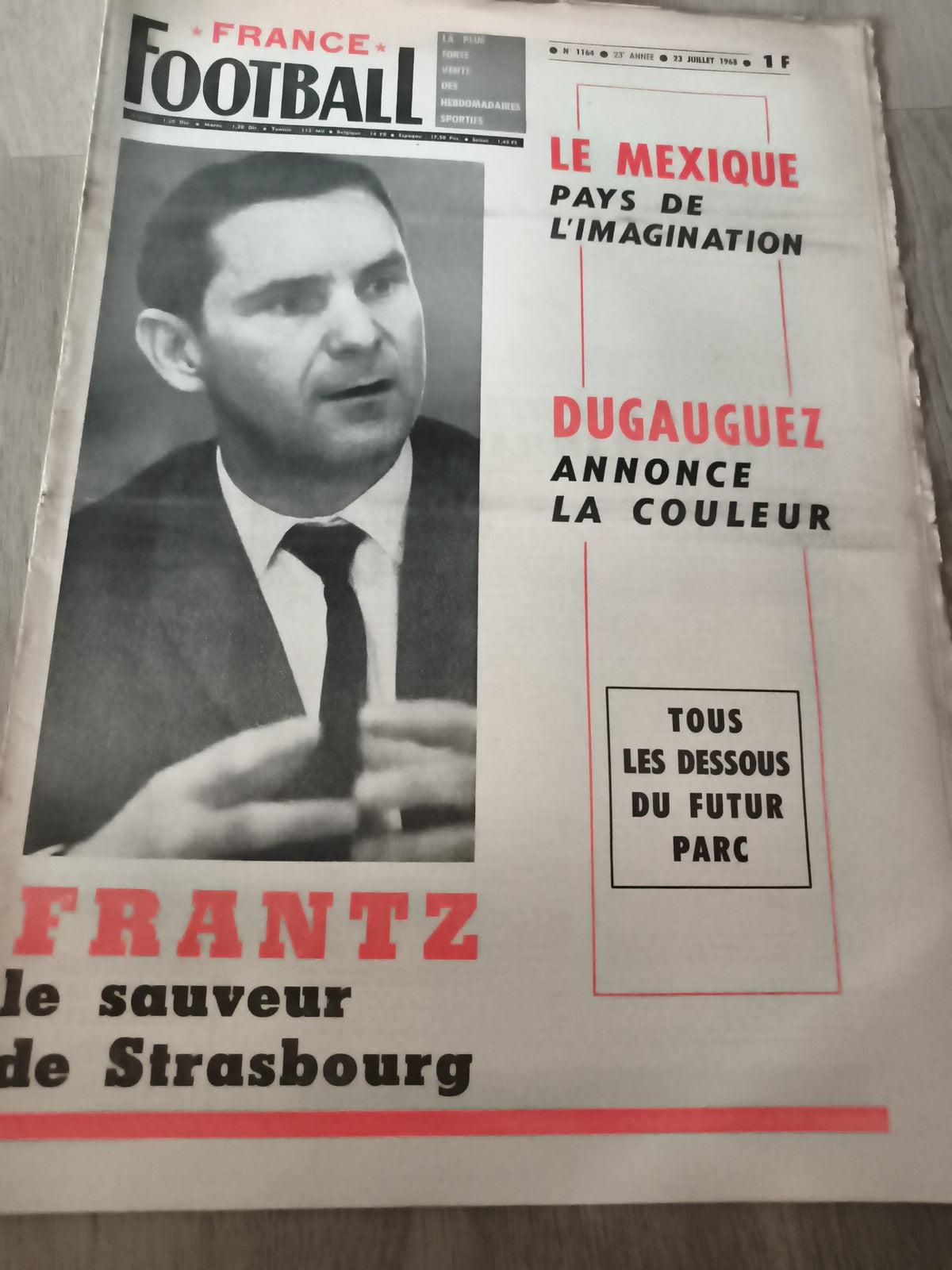 Ancien journal France Football 1968 Frantz Strasbourg vintage sport