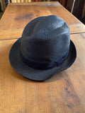 Chapeau homme vintage La Chapellerie noir tressé neuf deadstock Fedora