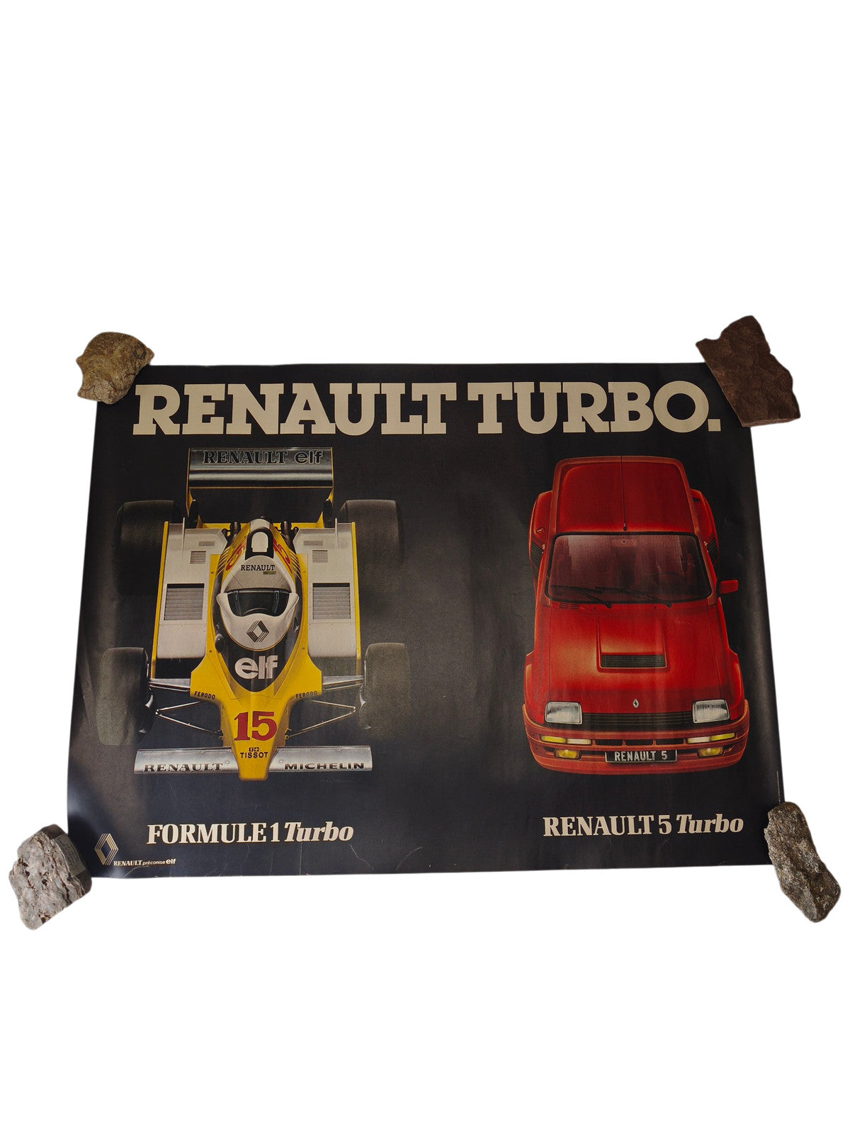 Affiche vintage grand format Renault Turbo ancienne, déco garage collection auto