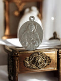 Médaille religieuse vintage métal ovale Sacré-Cœur Jésus pendentif ancien