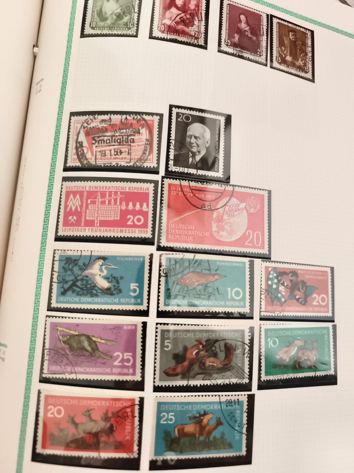 Timbres DDR oblitérés animaux et personnalités Allemagne de l'Est philatélie