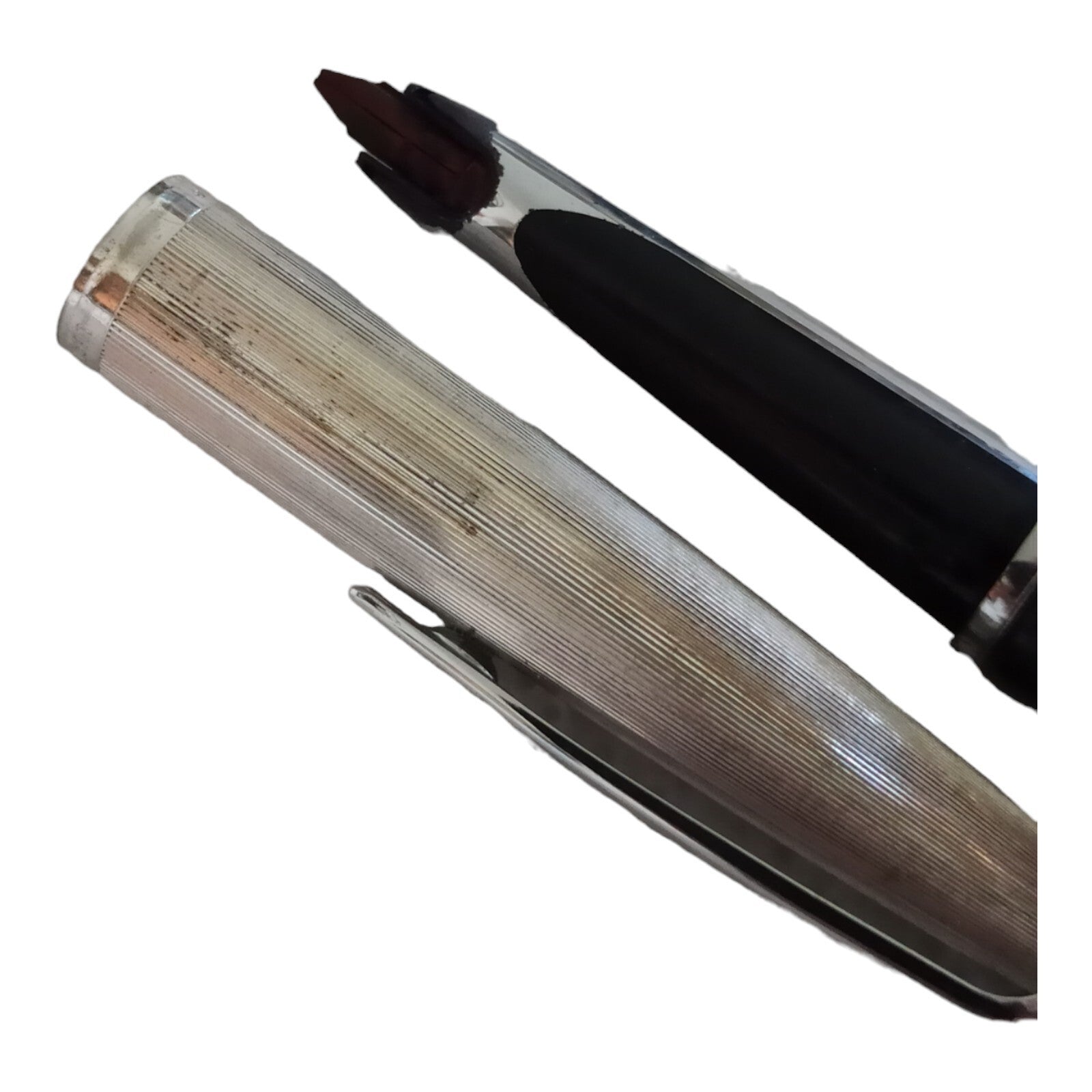 Stylo plume Waterman vintage, capuchon argent plaqué, noir classique