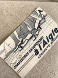 Affiche publicitaire Aigle caoutchouc chaussures été design 30s bleu