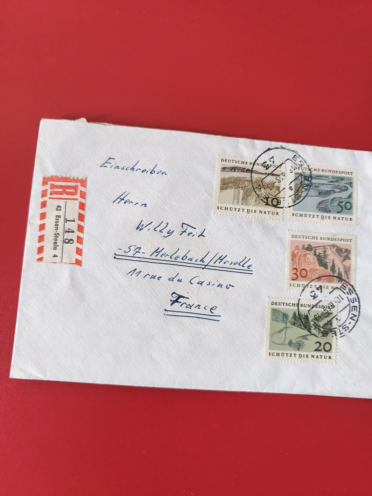 Enveloppe affranchie Allemagne Deutsche Bundespost avec timbres Schützt die Natu