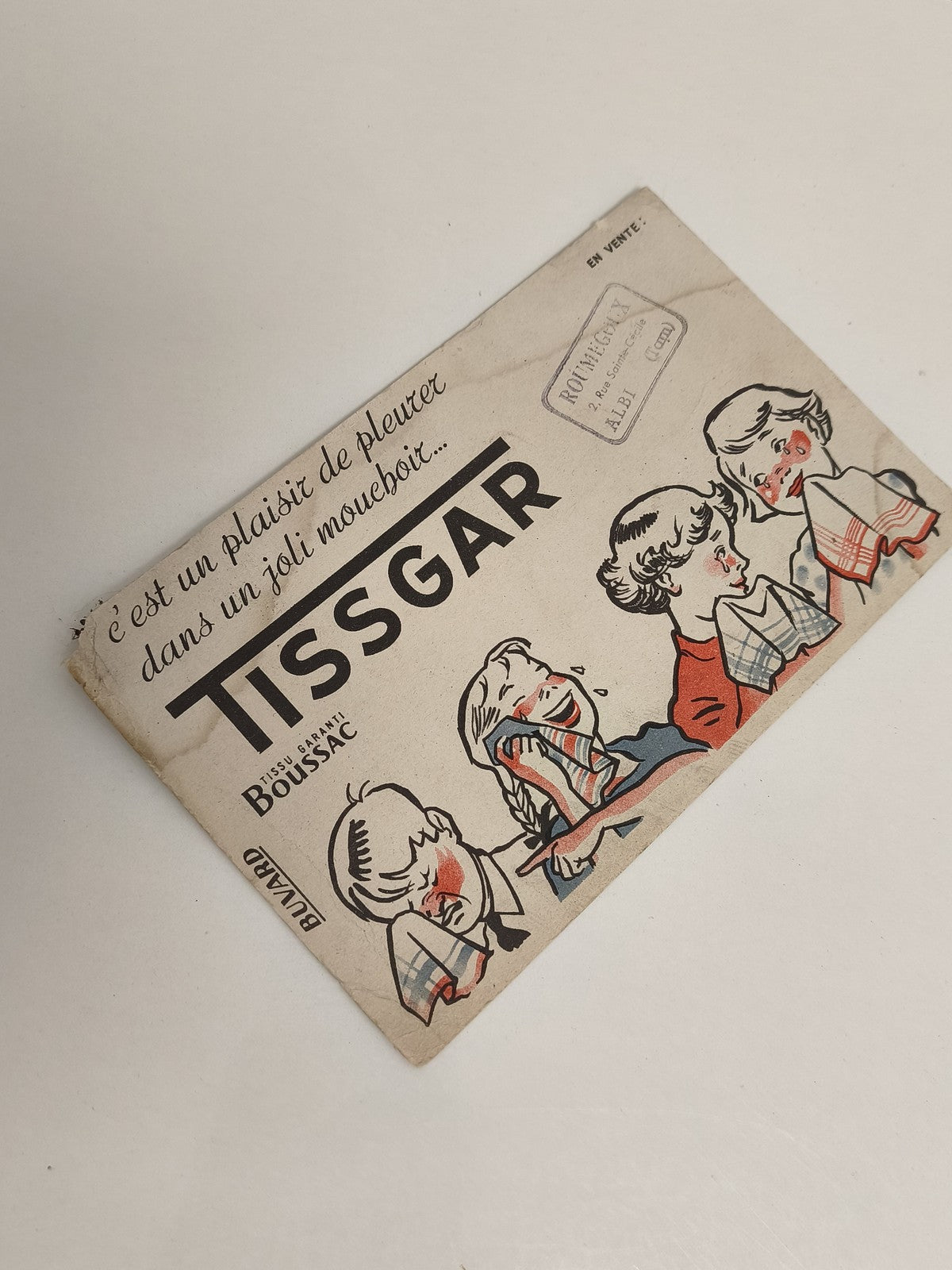 Ancien buvard publicitaire TISSGAR Boussac illustration vintage années 50
