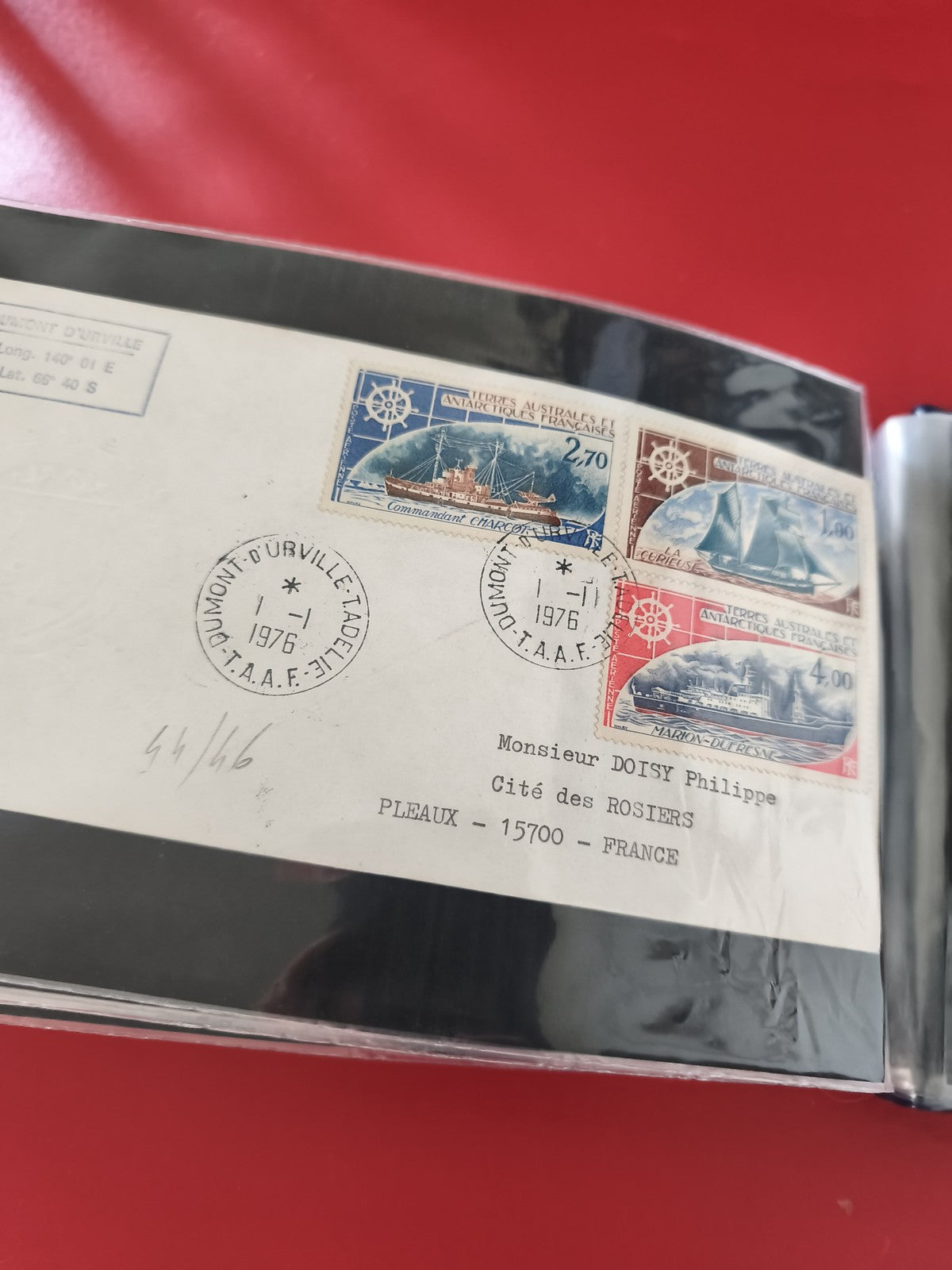 Ancienne enveloppe oblitérée TAAF 1976 timbres navires polaires philatélie