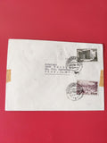 Enveloppe affranchie timbres Saar oblitérés, adresse tapée, fond blanc