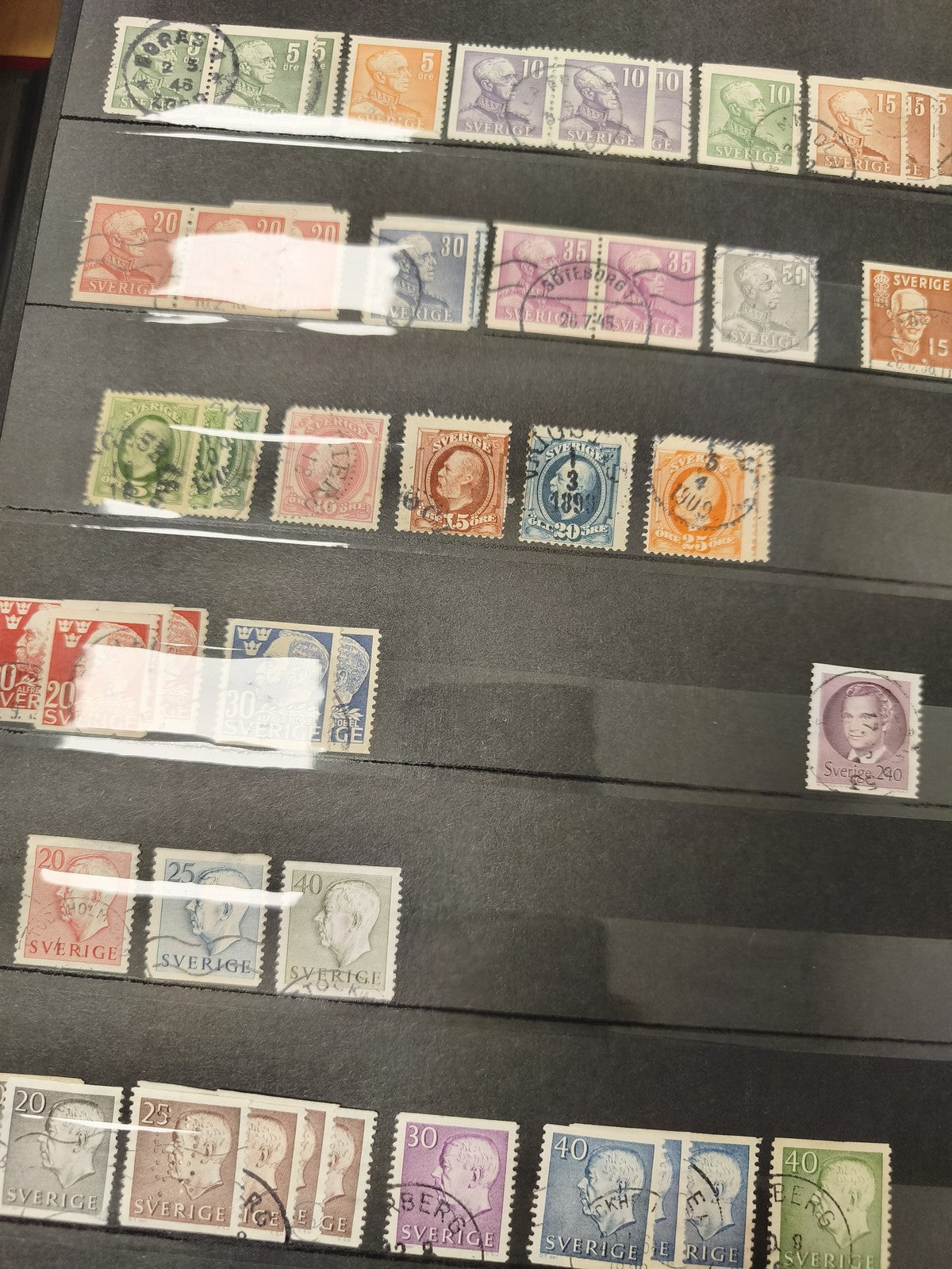 Lot anciens timbres oblitérés Suède, portraits royaux, multicolores philatélie